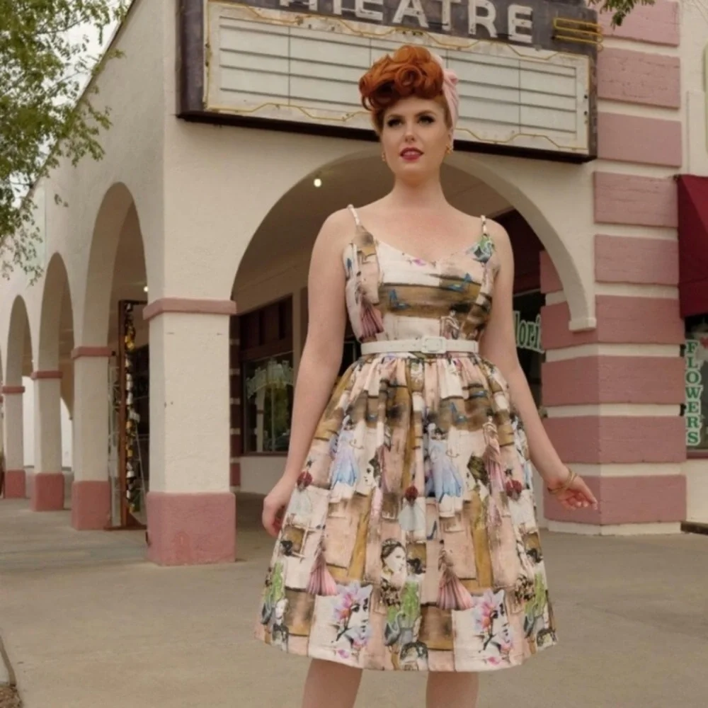 Super rare Tatyana Leading Ladies of Film Novelty Print Dress - Picture 2 of 13